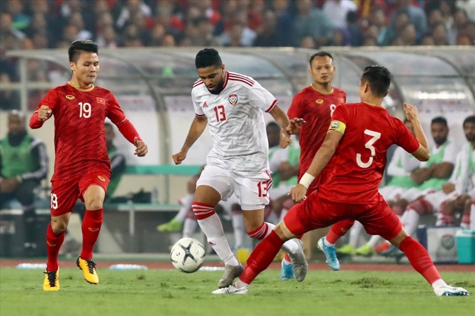 Đội tuyển Việt Nam trong chiến thắng trước UAE ở lượt đi. Ảnh: Sơn Tùng