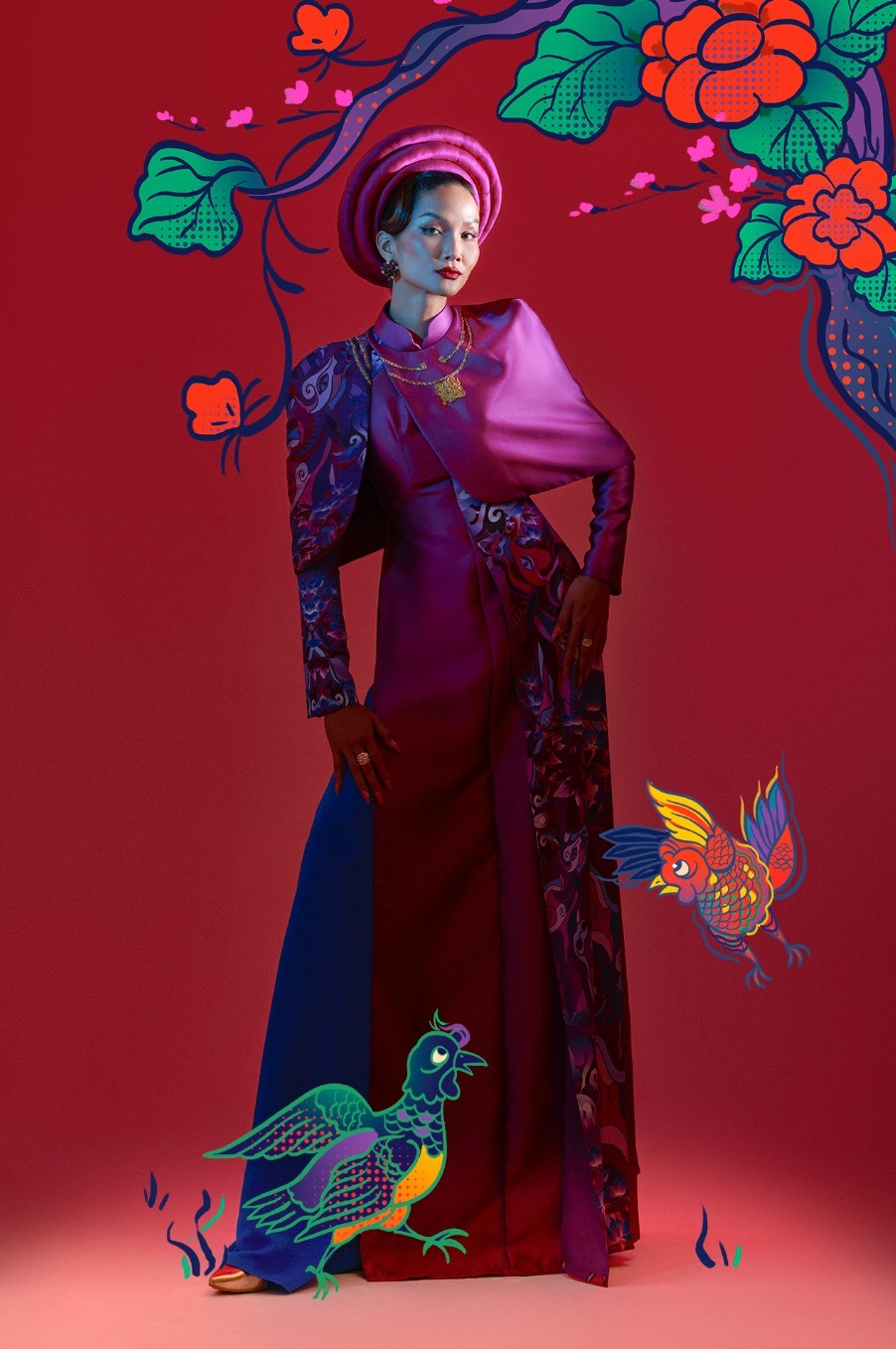 Bộ ảnh Tết Tân Sửu tôn vinh tranh dân gian Đông Hồ của Hoa hậu HHen Niê   Báo Dân tộc và Phát triển