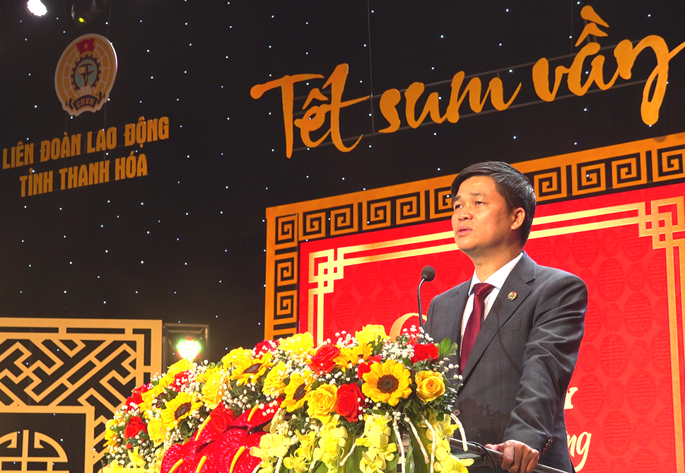 Phó Chủ tịch Tổng LĐLĐ Việt Nam Ngọ Duy Hiểu phát biểu tại chương trình. Ảnh: Quách Du
