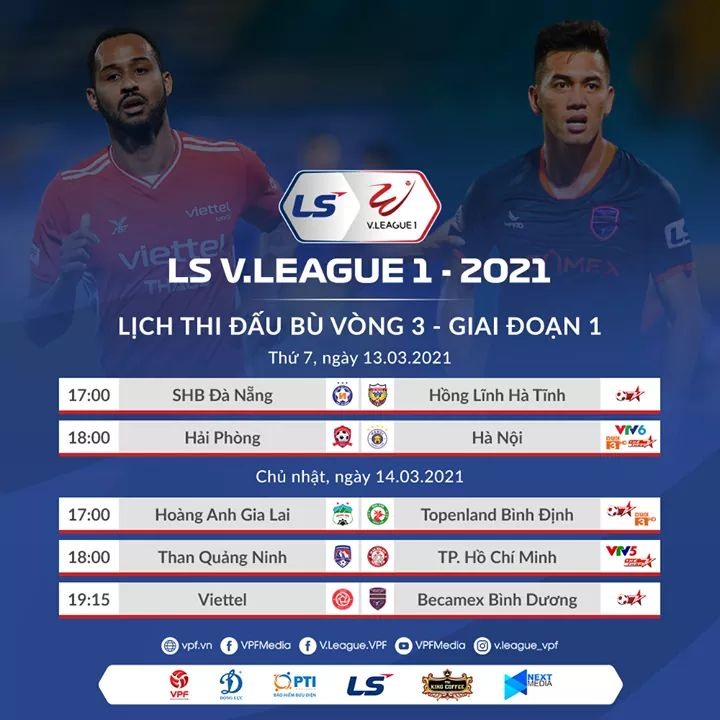 Lịch thi đấu các trận đấu bù vòng 3 V.League 2021. Ảnh: VPF.