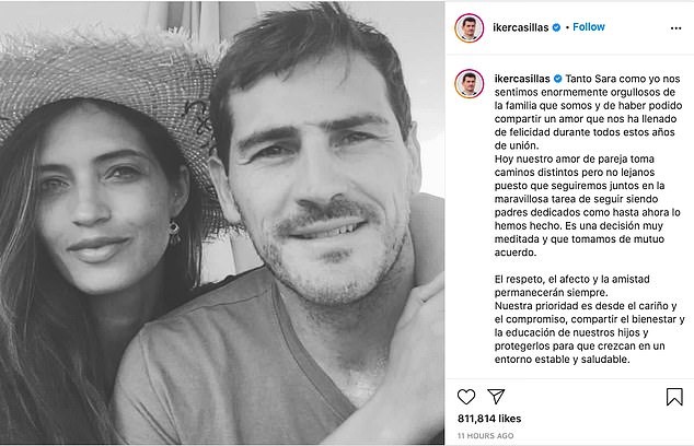 Iker Casillas và tâm thư sau ly hôn. Ảnh: Instagram.