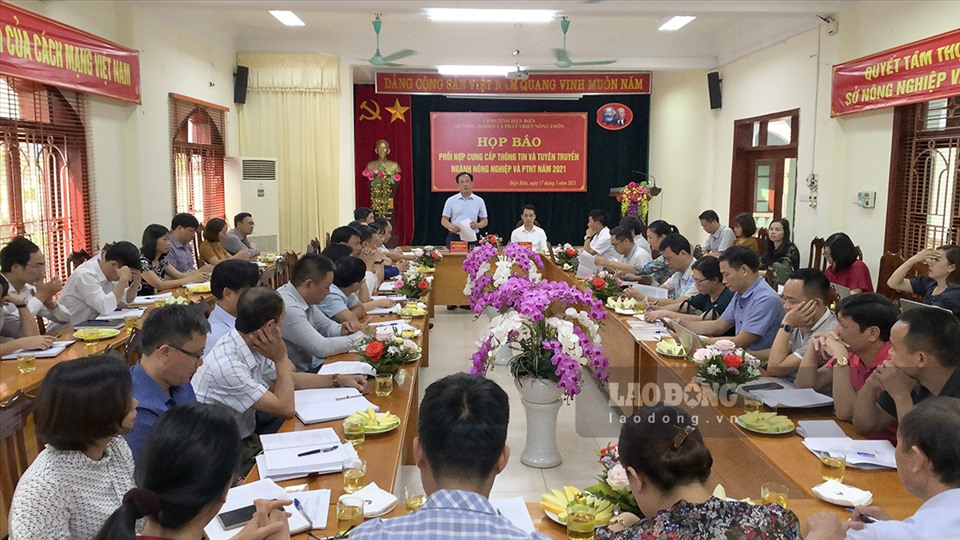 Ông Bùi Minh Hải, Giám đốc Sở NN&PTNT Điện Biên phát biểu tại cuộc họp báo.