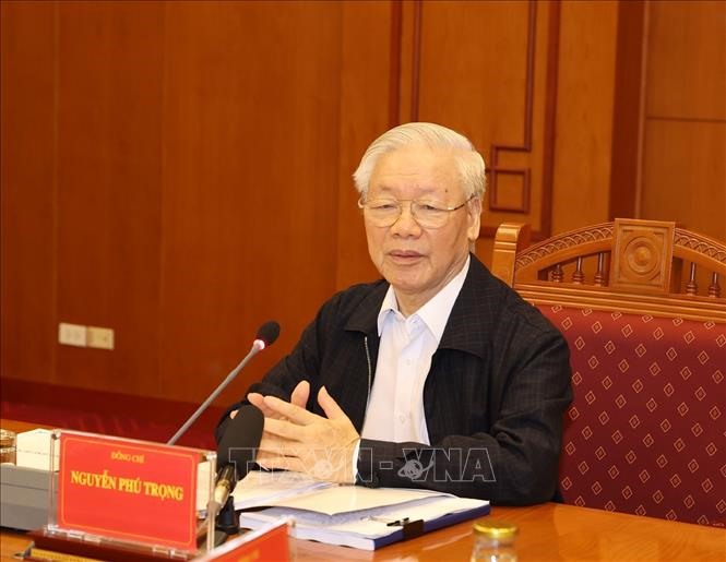 Tổng Bí thư, Chủ tịch Nước Nguyễn Phú Trọng phát biểu chỉ đạo cuộc họp. Ảnh: Trí Dũng/TTXVN