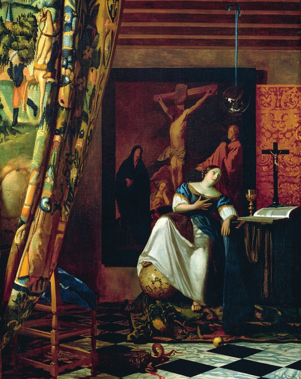 “Phúng dụ đức tin Công giáo”, 1670, sơn dầu trên vải, 114,3 × 88,9 cm, Bảo tàng Nghệ thuật Metropolitan, New York. Nguồn: “Johannes Vermeer”, NXB Dân Trí. Ảnh: Omega Plus cung cấp
