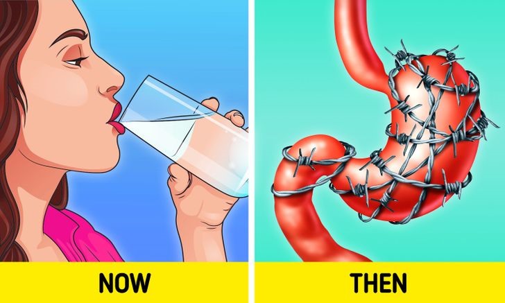 Uống nước trong bữa ăn có thể khiến cơ thể bạn bị ợ chua. Ảnh: Brightside