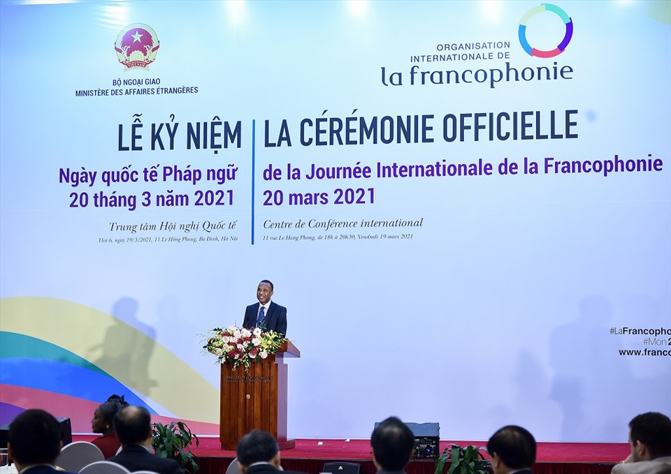 Chékou Oussouman - Trưởng Đại diện Văn phòng khu vực Châu Á – Thái Bình Dương (BRAP) phát biểu tại lễ kỷ niệm. Ảnh: Bộ Ngoại giao.