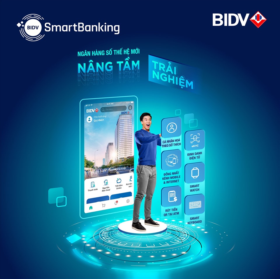 SmartBanking thế hệ mới chính thức đưa BIDV trở thành ngân hàng đầu tiên và duy nhất hỗ trợ người dùng trải nghiệm đồng bộ. Ảnh BIDV