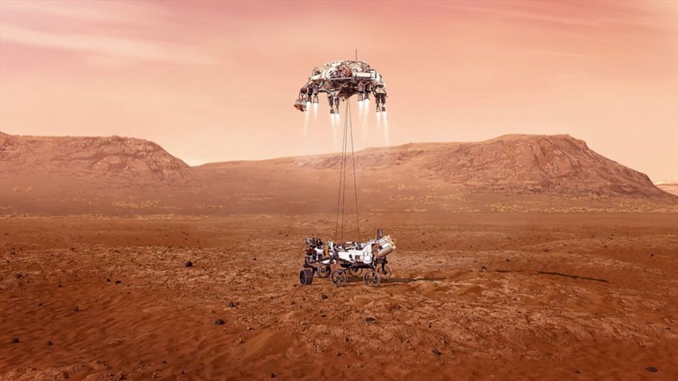 Tàu thăm dò Perseverance của NASA vừa mới hạ cánh lên bề mặt sao Hỏa gần đây. Ảnh: NASA/AFP