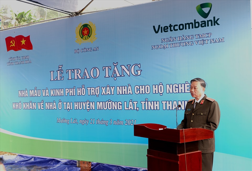 Đại tướng Tô Lâm - Ủy viên Bộ Chính trị, Bộ trưởng Bộ Công an phát biểu tại buổi lễ. Ảnh: VCB