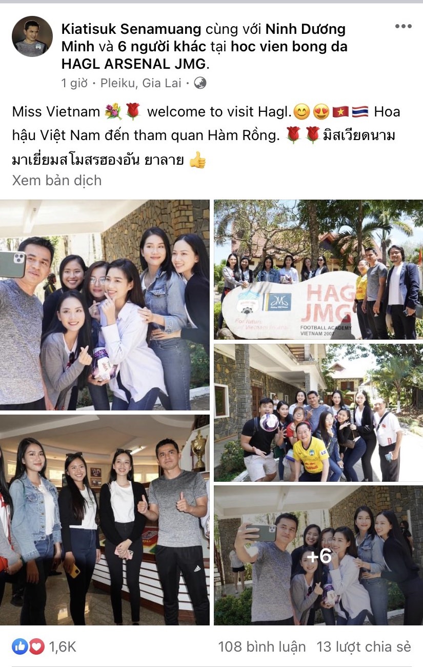 Trên trang Facebook cá nhân, huấn luyện viên Kiatisak đã chia sẻ hình ảnh và ấn tượng với buổi gặp gỡ với các Hoa hậu, người đẹp Việt Nam.