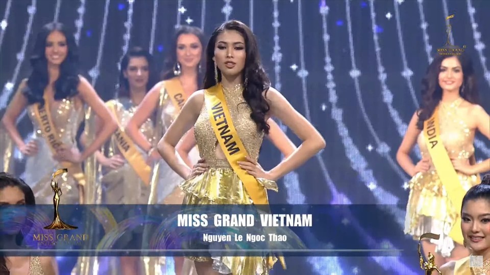Khoảnh khắc Ngọc Thảo được gọi tên vào top 20 Miss Grand International 2020. Ảnh: CMH.