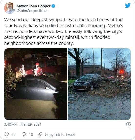 Bài đăng Twitter của Thị trưởng Nashville. Ảnh: Twitter