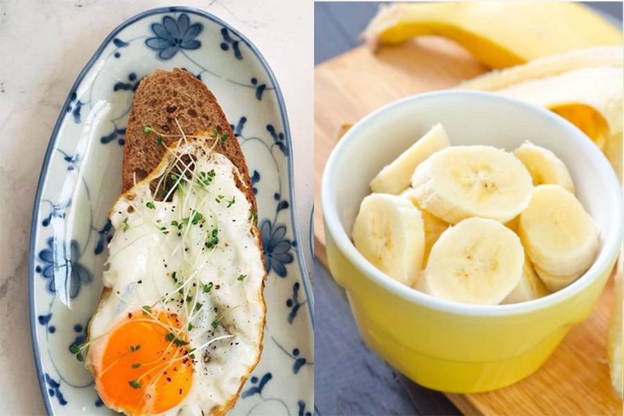 Bánh mì đen, trứng và chuối là thực đơn giảm cân hoàn hảo. Đồ hoạ: T.A.