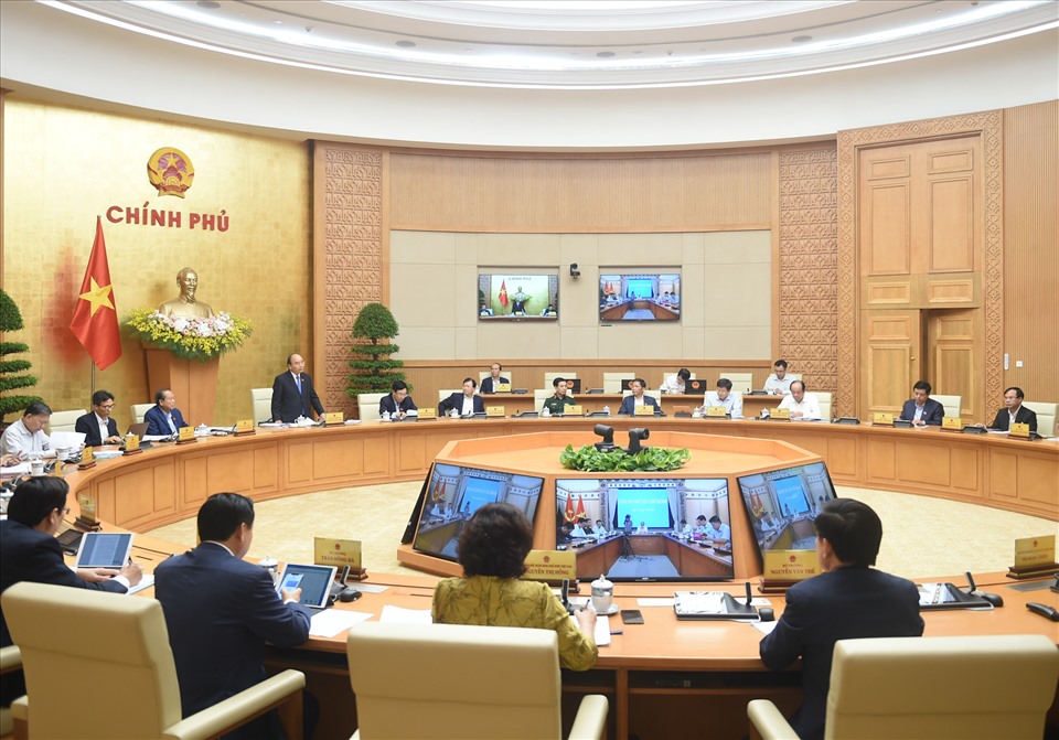 Toàn cảnh phiên họp Chính phủ thường kỳ tháng 3.2021. Ảnh: VGP/Quang Hiếu