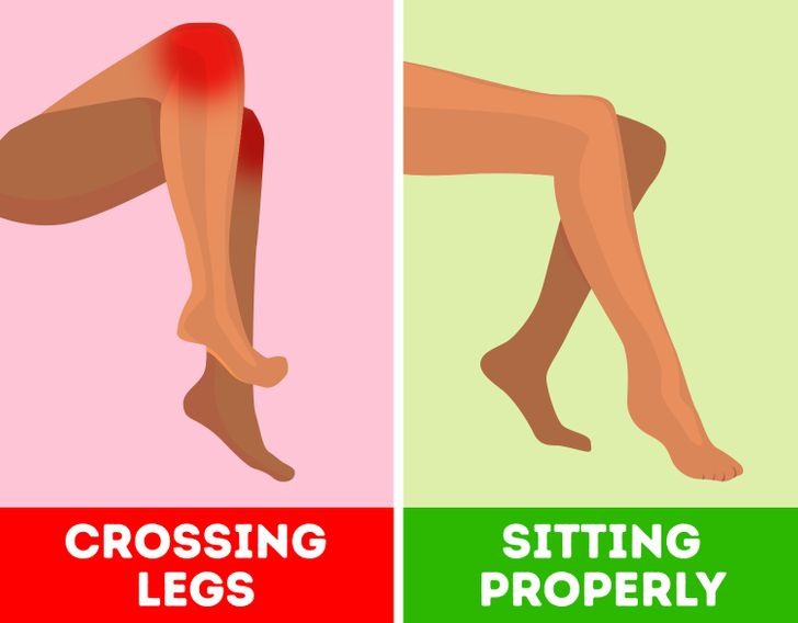 4. Gây đau khớp Vắt chéo chân không chỉ không tốt cho tư thế của bạn mà còn có thể gây đau khớp . Nó có thể làm đau cổ, xương chậu, lưng dưới và đầu gối của bạn. Và bạn nên đặc biệt tránh bắt chéo chân nếu bạn đã bị đau đầu gối.