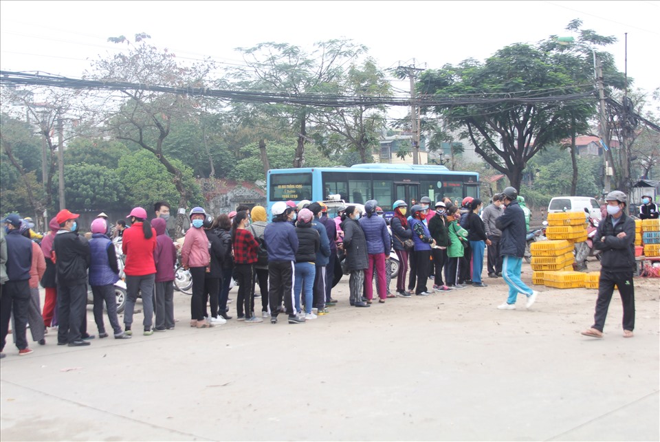 Rất đông người dân Hà Nội tập trung tại khu vực đường Tam Chinh (Hoàng Mai, Hà Nội để chờ được “giải cứu” gà Hải Dương. Ảnh: Văn Đức