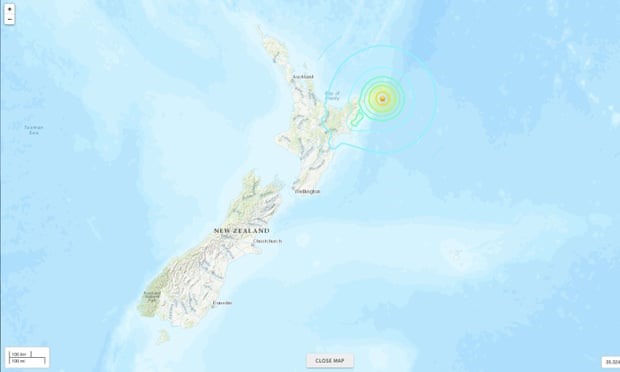 Loạt 3 trận động đất mạnh xảy ra ở New Zealand. Ảnh: Chương trình về Thảm họa Động đất của USGS