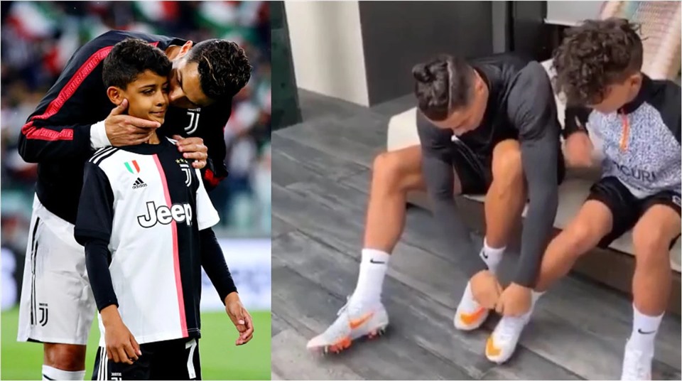 Ronaldo lo cậu con trai Cristiano Jr không có khát khao thành công bởi khi sinh ra đã có mọi thứ. Ảnh: Instagram