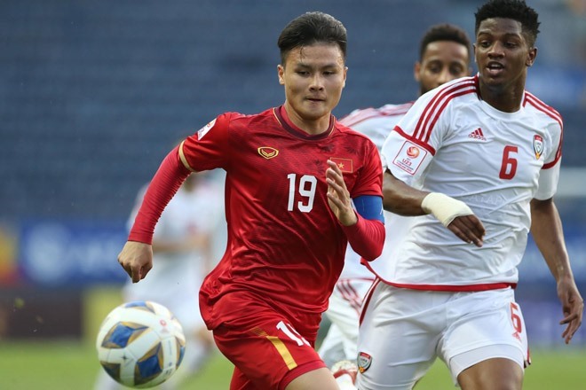 Quang Hải trong màu áo đội tuyển Việt Nam tại Asian Cup 2019. Ảnh: Hữu Phạm