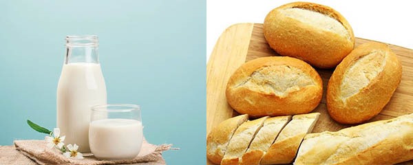 Kết hợp bánh mì và sữa vào buổi sáng sẽ đủ năng lượng hơn thay vì nạp mỗi bánh mì không cho bữa sáng. Đồ hoạ: Phương Linh.