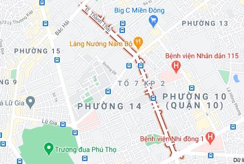 Bản đồ đường Thành Thái, quận 10, TPHCM. Ảnh: Chụp màn hình