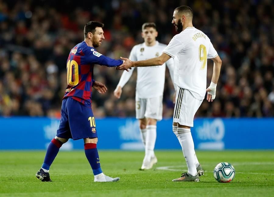 Messi rất nguy hiểm với những cú dứt điểm ngoài vòng cấm, còn Benzema là sát thủ trong vòng 16m50. Ảnh: LaLiga.