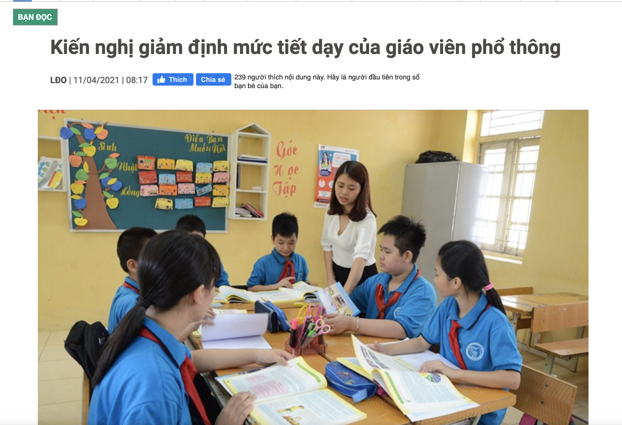 Bài viết “Kiến nghị giảm định mức tiết dạy của giáo viên phổ thông” nhận được nhiều sự quan tâm của độc giả. Ảnh: Huyên Nguyễn