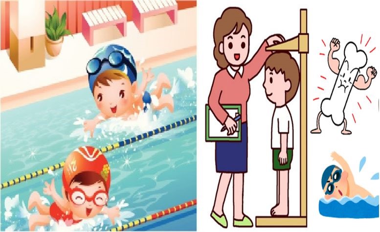 Hình ảnh minh họa bơi lội giúp tăng chiều cao ở trẻ nhỏ (Đồ họa: Nguyễn Quyền)