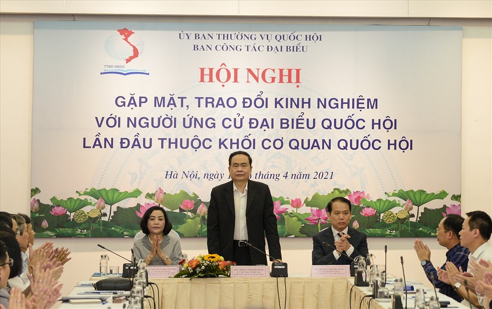 Ông Trần Thanh Mẫn, Ủy viên Bộ Chính trị, Phó chủ tịch Thường trực Quốc hội dự và phát biểu tại Hội nghị.