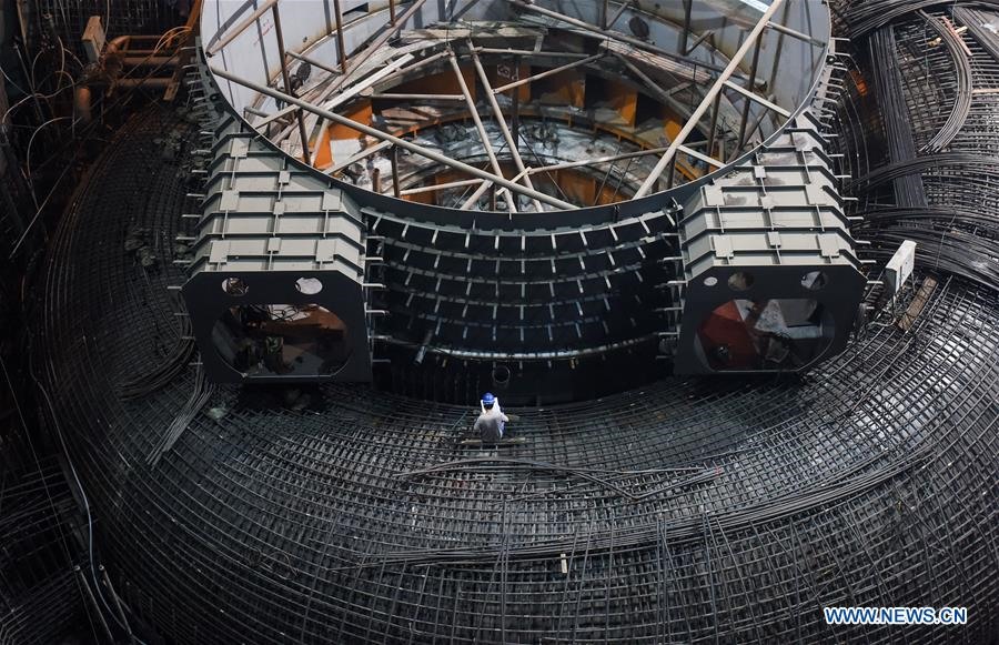 Một số hình ảnh xây đập thuỷ điện Bạch Hạc Than, năm 2019. Ảnh: Xinhua