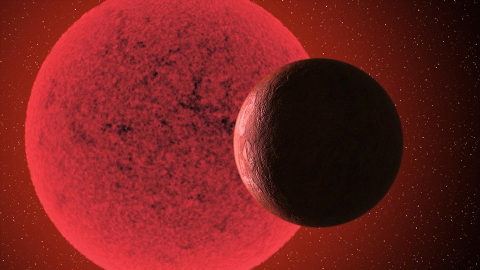 Ảnh siêu trái đất trên quỹ đạo quay quanh ngôi sao lùn đỏ GJ-740. Ảnh: Viện nghiên cứu Instituto de Astrofísica de Canarias (IAC).