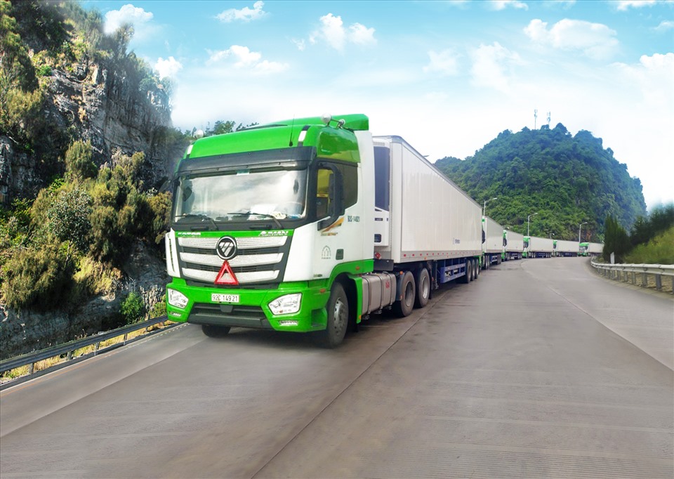 Đoàn xe vận chuyển nông sản của THILOGI. THILOGI là đối tác chiến lược cung ứng dịch vụ logistics trọn gói cho THAGRICO và HNG.