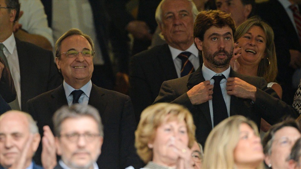 Florentino Perez và Andrea Agnelli khó “làm lành” với UEFA. Ảnh: AFP