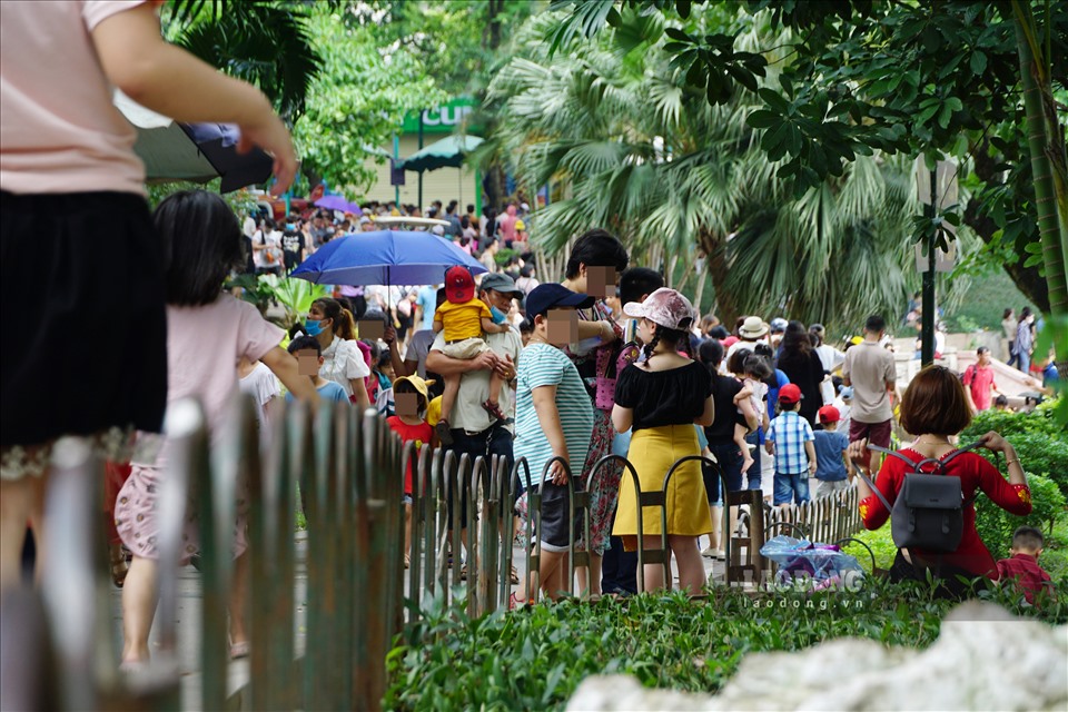 Mọi lối đi dẫn đến các chuồng thú đều đông nghẹt khách đến vui chơi.