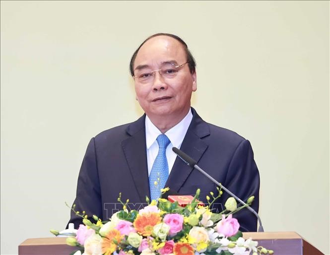 Chủ tịch Nước Nguyễn Xuân Phúc phát biểu. Ảnh: Thống Nhất/TTXVN