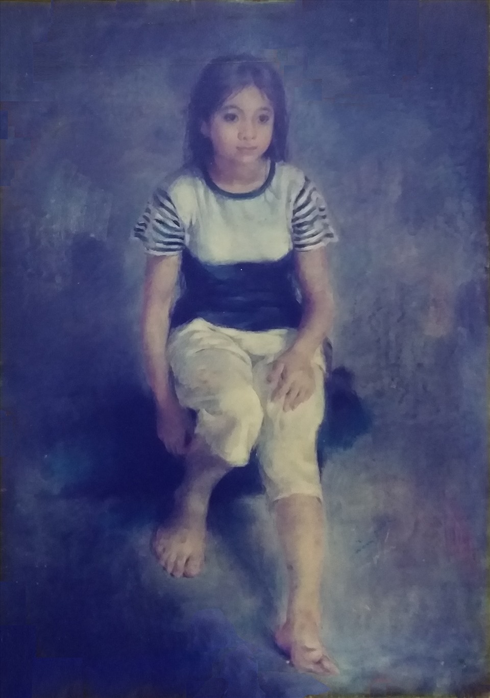 Cháu gái, phấn màu, 70 x 50cm, 2002. Ảnh Ngọc Đông.