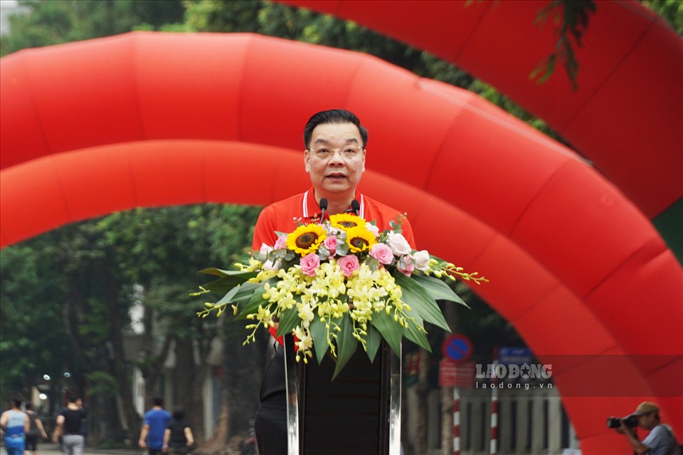 Chủ tịch UBND TP.Hà Nội Chu Ngọc Anh phát biểu tại sự kiện.