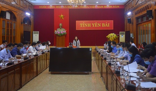 Bà Vũ Thị Hiền Hạnh - Phó Chủ tịch UBND tỉnh chỉ đạo tại cuộc họp. Ảnh: BYB.