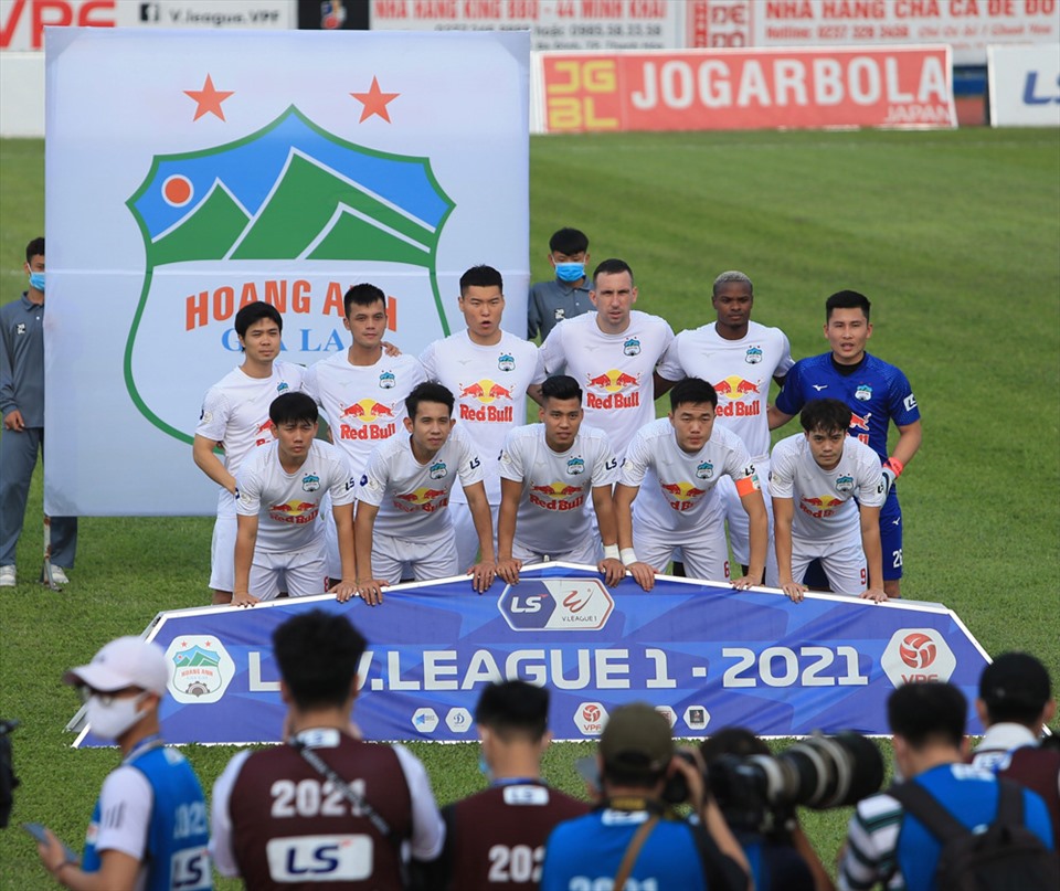 Đội hình Hoàng Anh Gia Lai trong chiến thắng trước Thanh Hoá. Ảnh: VPF