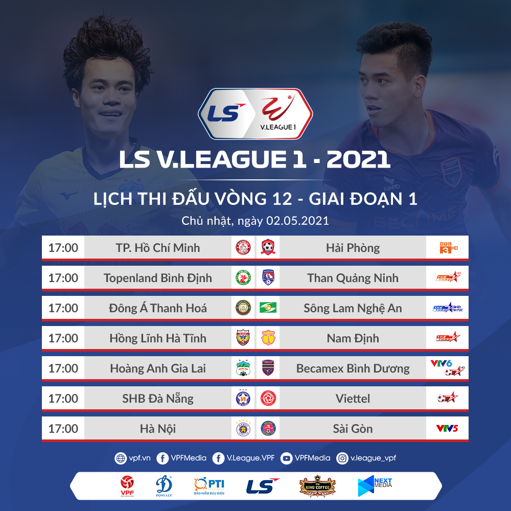 Lịch thi đấu vòng 12 V.League 2021. Ảnh: VPF.