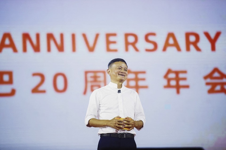 Tỉ phú Jack Ma trong sự kiện kỷ niệm của Alibaba năm 2019. Ảnh: AFP.