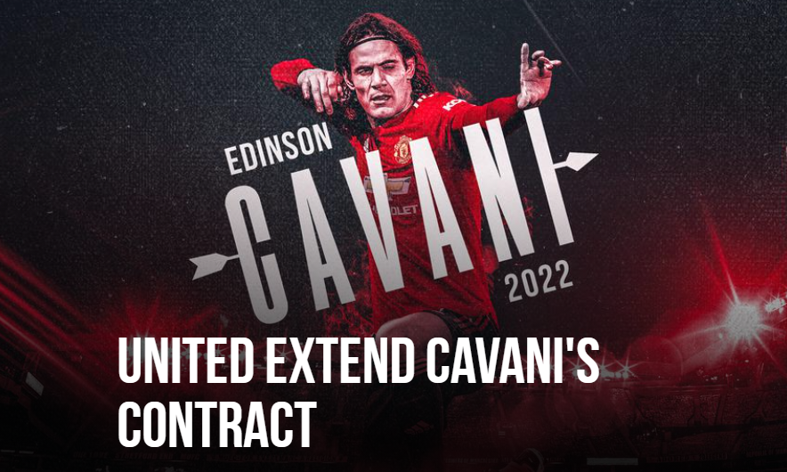 Câu lạc bộ Manchester United đăng thông báo về việc gia hạn hợp đồng với Cavani đến năm 2022 trên trang chủ của mình. Ảnh: ManUtd.com