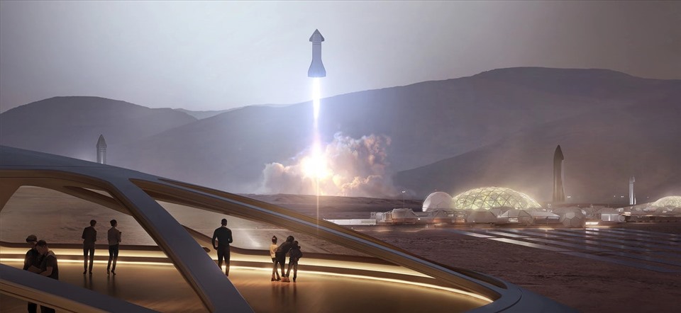 Mô hình thành phố sao Hỏa của Elon Musk. Ảnh: SpaceX