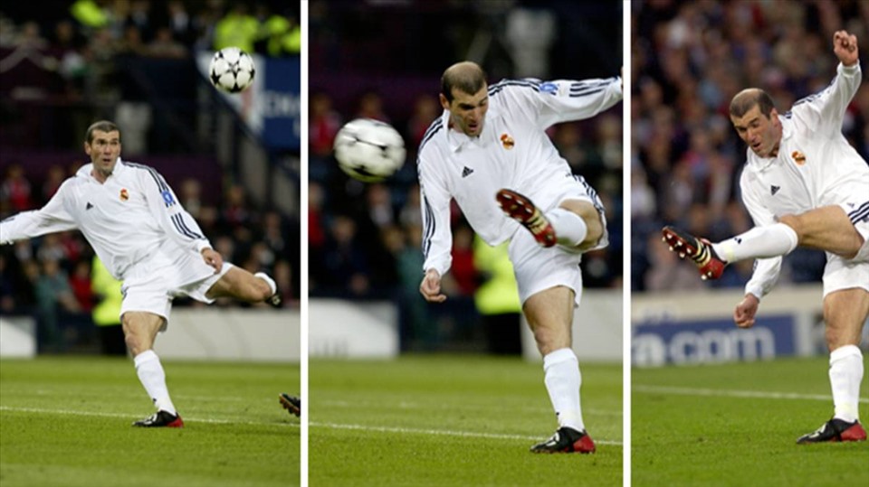 Zidane và khoảnh khắc tuyệt đẹp mang về bàn thắng quyết định trong trận chung kết. Ảnh: Real Madrid
