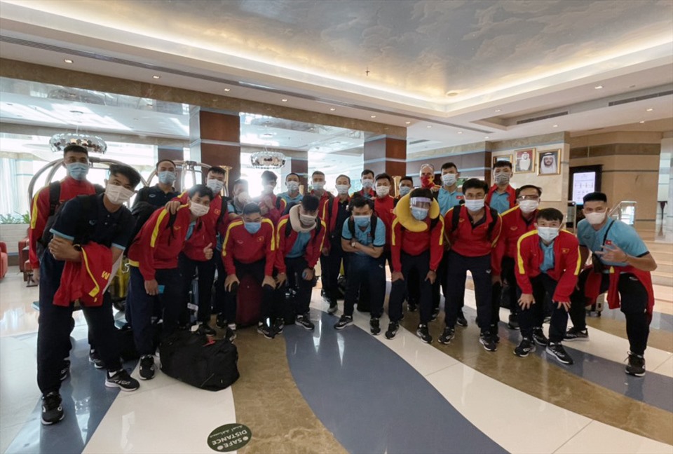 Đội tuyển Futsal Việt Nam tại khách sạn Oceanic – nơi đóng quân của đội trong suốt thời gian tập luyện và thi đấu 2 trận play-off Futsal World Cup. Ảnh: VFF