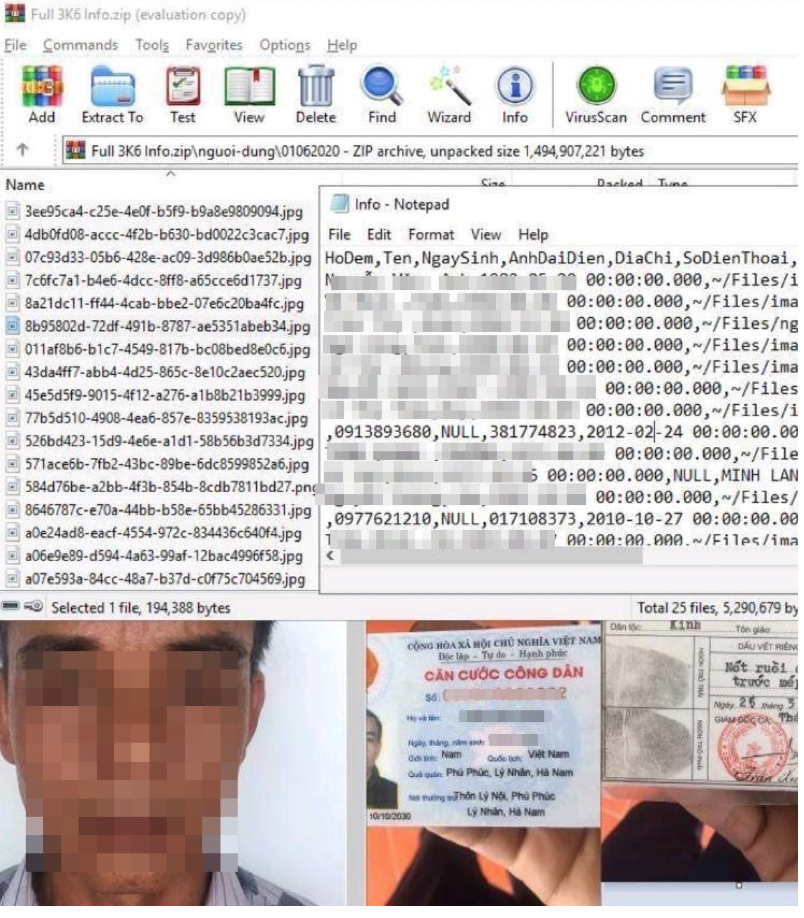 Thông tin của 10.000 người Việt Nam bị rao bán trên mạng. Ảnh cho NCSC cung cấp