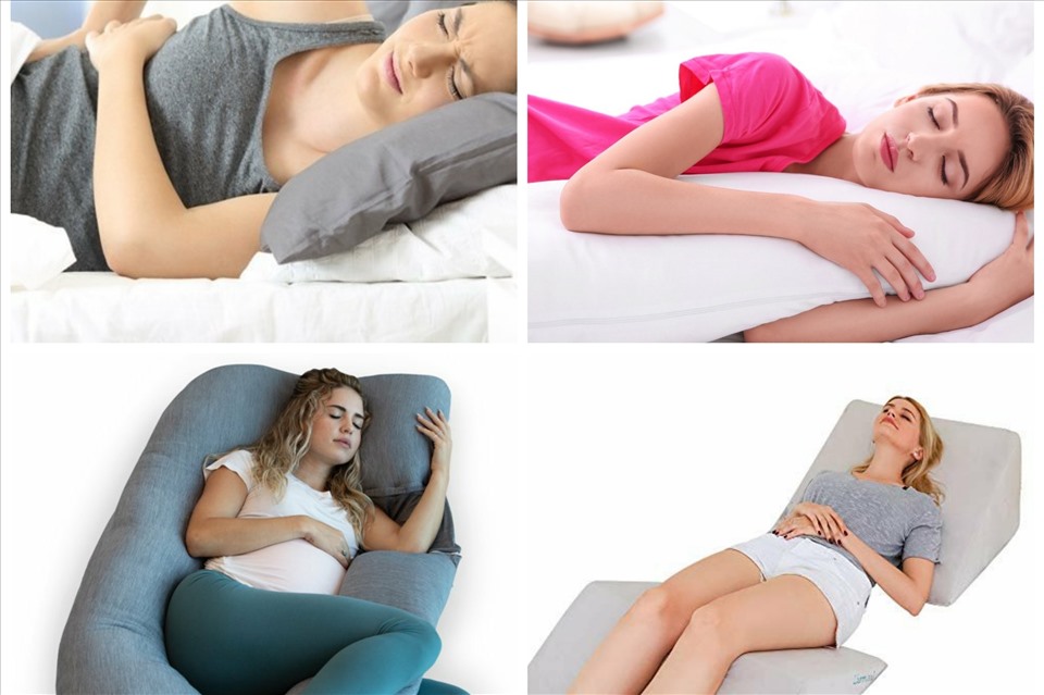 Ngủ đúng tư thế với gối ôm có tác dụng giúp giảm đau lưng. Đồ họa: Ngọc Trâm