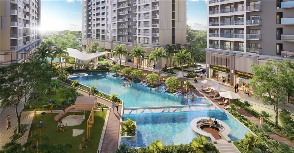 Khu hồ bơi rộng thoáng và hiện đại trong lòng khu căn hộ Lavita Thuan An