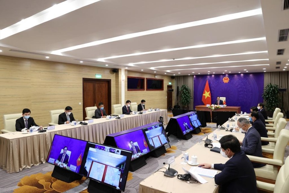 Thủ tướng Phạm Minh Chính phát biểu tại Hội nghị quốc tế Tương lai Châu Á tổ chức theo hình thức trực tuyến ngày 20.5. Ảnh: BNG