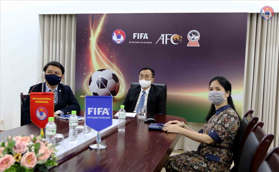 Lãnh đạo VFF  tham dự Đại hội FIFA lần thứ 71, tổ chức trực tuyến do ảnh hưởng của COVID-19. Ảnh: VFF